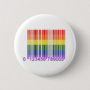 Badge Rond 5 Cm Code barres gai 1 d'arc-en-ciel