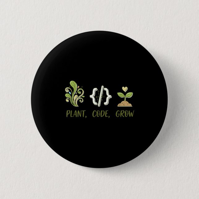 Badge Rond 5 Cm Code de plante de programmation de jardinage de cr (Devant)