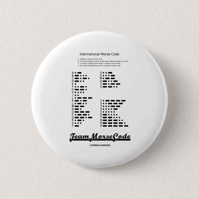 Badge Rond 5 Cm Code Morse d'équipe (points et tirets de (Devant)
