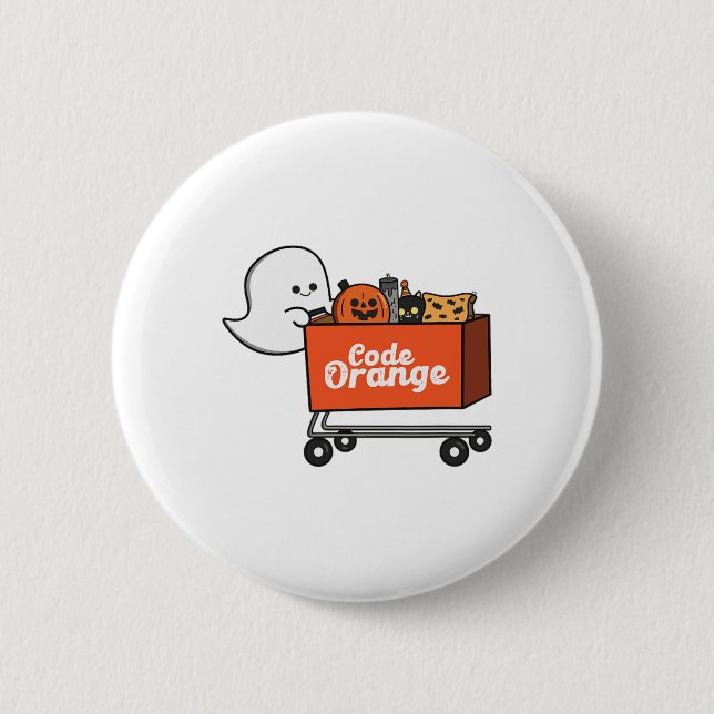 Badge Rond 5 Cm Code Orange Cute Ghost Shalloween Ghost Mo (Devant)