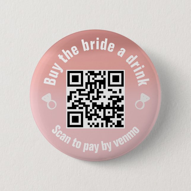 Badge Rond 5 Cm Code QR Acheter Un Verre à la Mariée (Devant)