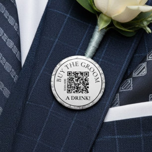 Badge Rond 5 Cm Code QR Acheter un verre au marié Botanique Modern