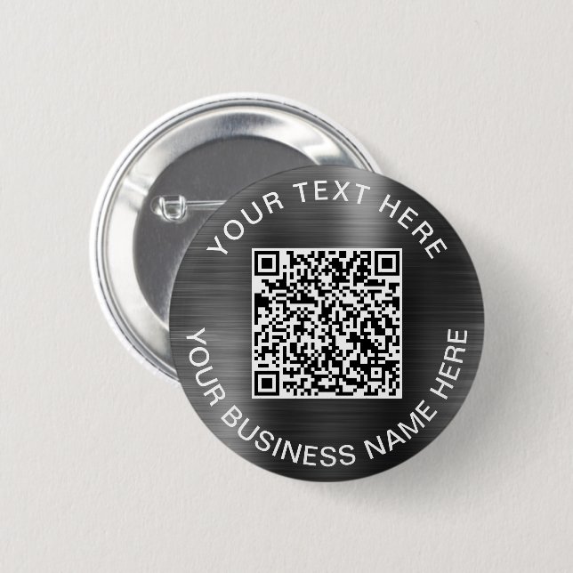Badge Rond 5 Cm Code QR argent promotionnel moderne (Devant & derrière)