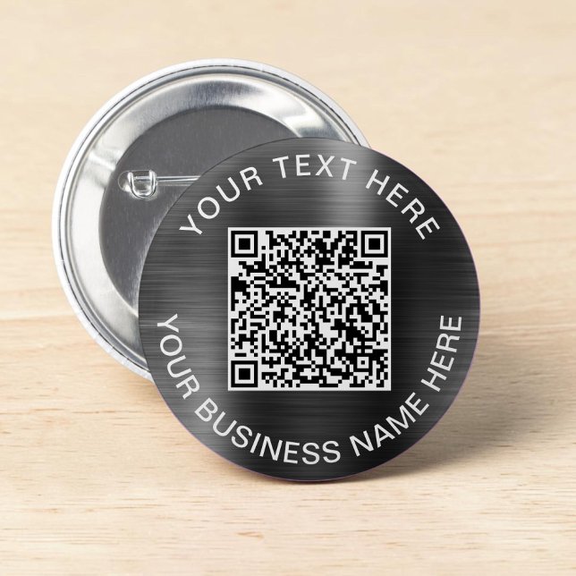 Badge Rond 5 Cm Code QR argent promotionnel moderne (Modern QR Code Silver Promotional Button)