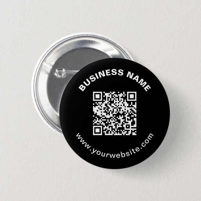 Badge Rond 5 Cm Code QR avec nom d'entreprise Texte circulaire gra (Devant & derrière)