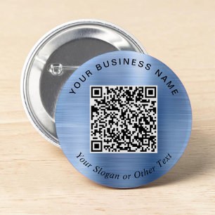 Badge Rond 5 Cm Code QR de l'épingle bleue de l'entreprise promoti