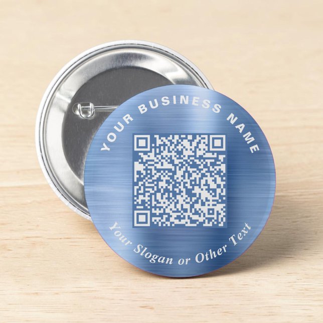 Badge Rond 5 Cm Code QR de l'épingle bleue de l'entreprise promoti (Promotional Business QR Code Blue Pin)