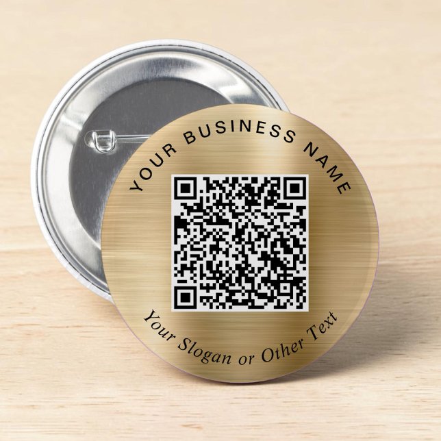 Badge Rond 5 Cm Code QR de l'épingle dorée d'affaires promotionnel (Promotional Business QR Code Gold Pin)