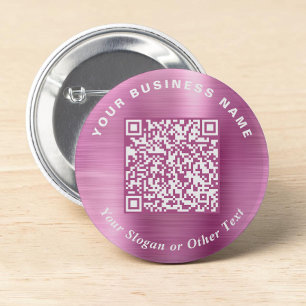 Badge Rond 5 Cm Code QR de l'épingle rose pour entreprise promotio