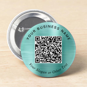 Badge Rond 5 Cm Code QR Entreprise Promotionnel Épingle Vert Menth