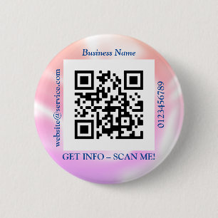 Badge Rond 5 Cm Code QR Nom du site Web Promo de l'entreprise, iri