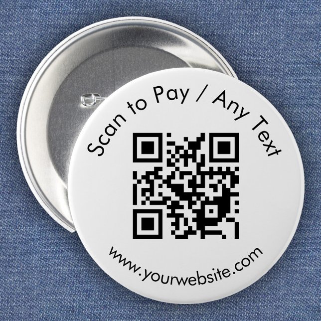 Badge Rond 5 Cm Code QR personnalisé / Blanc de texte (Créateur téléchargé)
