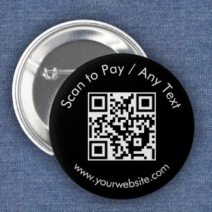 Badge Rond 5 Cm Code QR personnalisé / Noir de texte