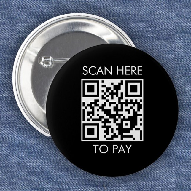 Badge Rond 5 Cm Code QR personnalisé / Noir de texte (Créateur téléchargé)