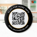 Badge Rond 5 Cm Code QR personnalisé Texte noir blanc or<br><div class="desc">Téléchargez un code QR, ajoutez du texte et créez facilement votre bouton personnalisé. Cliquez sur MODIFIER pour modifier la couleur de bordure ou la couleur du texte. Vous pouvez TRANSFÉRER ce DESIGN sur d'autres produits Zazzle et l'ajuster à la plupart des articles Zazzle. Les conceptions Studio standard sont faites dans...</div>