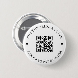 Badge Rond 5 Cm Code QR pour offrir un verre à la mariée
