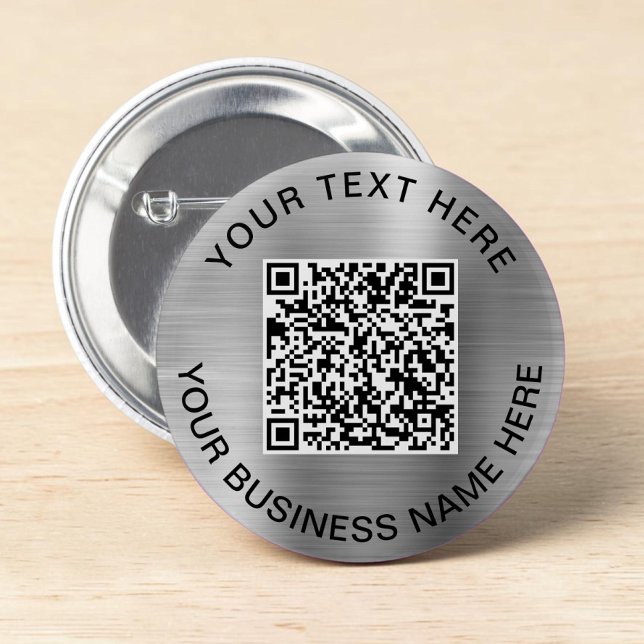 Badge Rond 5 Cm Code QR promotionnel argent (QR Code Promotional Silver Button)