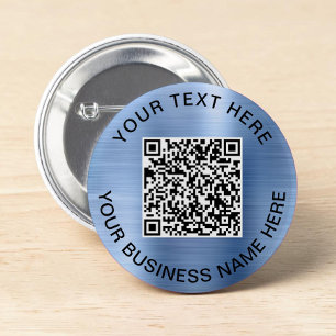 Badge Rond 5 Cm Code QR Promotionnel Bleu