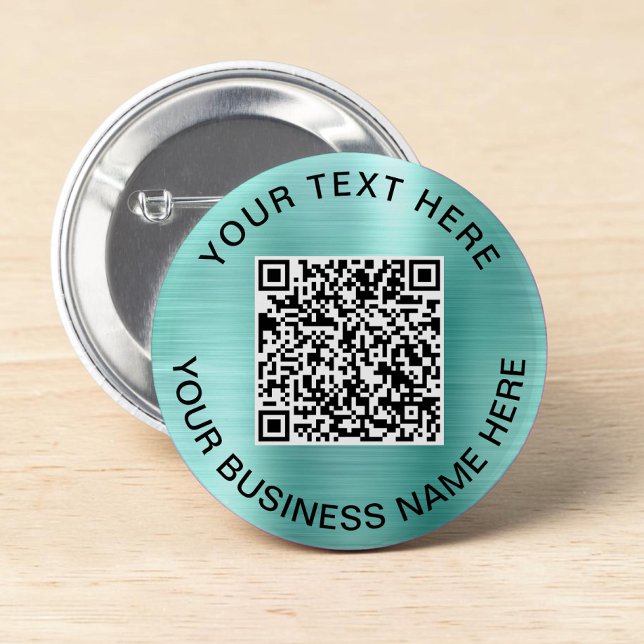 Badge Rond 5 Cm Code QR promotionnel Menthe (QR Code Promotional Mint Button)