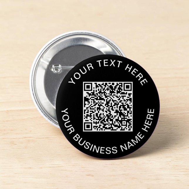 Badge Rond 5 Cm Code QR Promotionnel Noir (QR Code Promotional Black Button)
