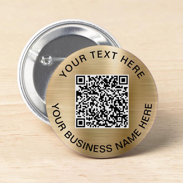 Badge Rond 5 Cm Code QR Promotionnel Or (QR Code Promotional Gold Button)