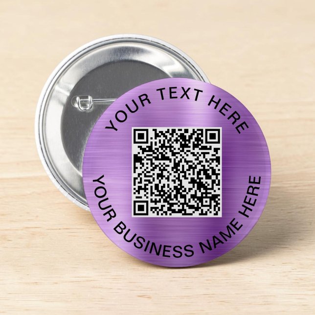 Badge Rond 5 Cm Code QR Promotionnel Violet (QR Code Promotional Purple Button)