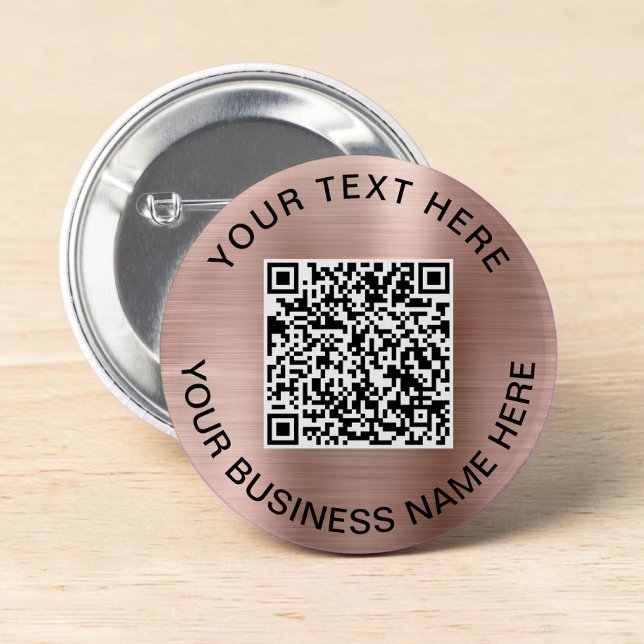Badge Rond 5 Cm Code QR Rose Gold Promotionnel (QR Code Promotional Rose Gold Button)