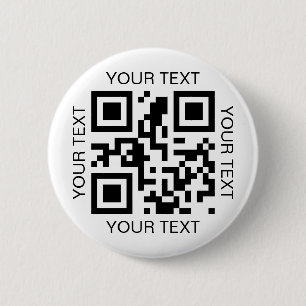 Badge Rond 5 Cm Code QR simple et texte personnalisé promotionnel
