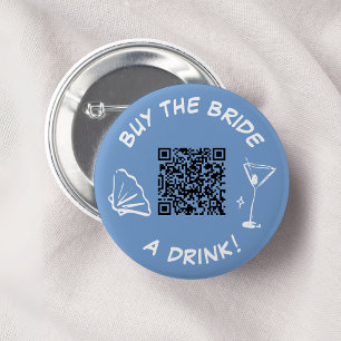 Badge Rond 5 Cm Code QR Venmo de la future mariée Achetez un verre