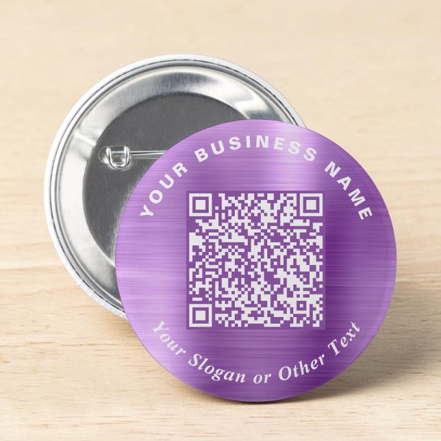 Badge Rond 5 Cm Code QR violet d'épingle d'affaires promotionnels (Promotional Business QR Code Purple Pin)
