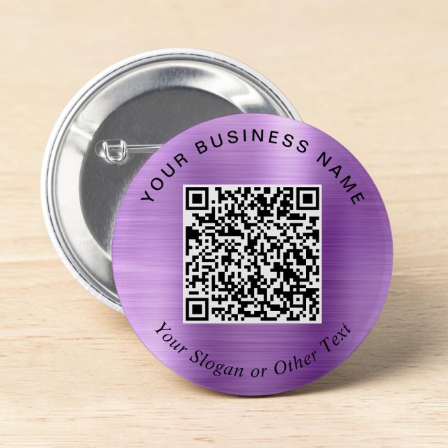 Badge Rond 5 Cm Code QR violet d'épingle de l'entreprise promotion (Promotional Business QR Code Purple Pin)