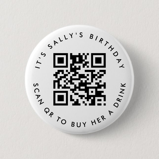 Badge Rond 5 Cm Codes QR personnalisés Cash App Code Anniversaire, (Devant)