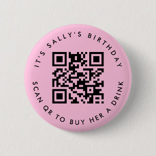 Badge Rond 5 Cm Codes QR personnalisés Cash App Code Anniversaire,