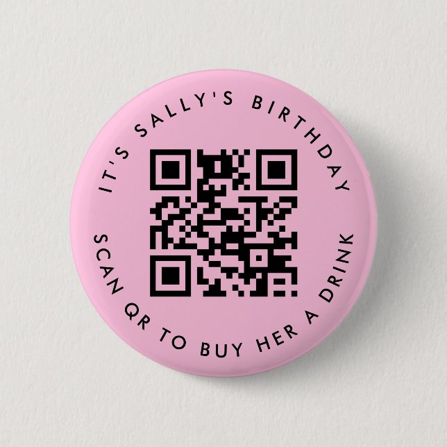 Badge Rond 5 Cm Codes QR personnalisés Cash App Code Anniversaire, (Devant)