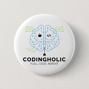 Badge Rond 5 Cm Codeur de cerveau de carte de circuit imprimé Épin