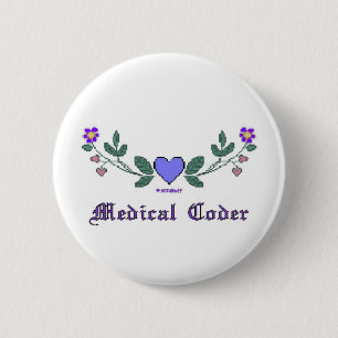 Badge Rond 5 Cm Codeur Médicale d'impression croisé de point