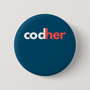 Badge Rond 5 Cm Codher Girl Programmer Femmes Ingénieur de tige Am