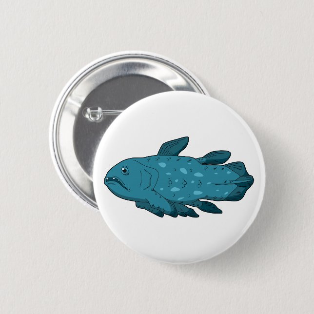 Badge Rond 5 Cm Coelacanthe - Le Fossile Vivant (Devant & derrière)