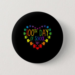 Badge Rond 5 Cm Coeur 100e jour de la Sensibilisation sur l'autism
