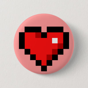 Badge Rond 5 Cm Coeur 8 bits