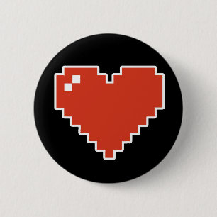 Badge Rond 5 Cm coeur 8bit plein