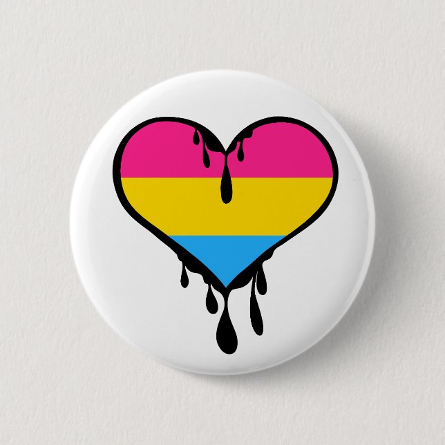 Badge Rond 5 Cm Coeur à goutte Pan Fide (Devant)