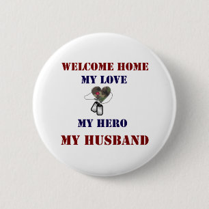 Badge Rond 5 Cm Coeur à la maison bienvenu