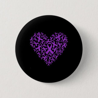 Badge Rond 5 Cm Cœur à ruban violet pour soutenir le cancer du pan