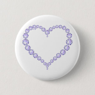 Badge Rond 5 Cm Coeur Amethyst Gem