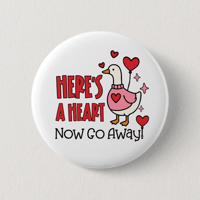 Badge Rond 5 Cm Cœur Anti-Saint-Valentin de l'oie grincheuse (Devant)