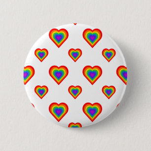 Badge Rond 5 Cm Coeur arc-en-ciel