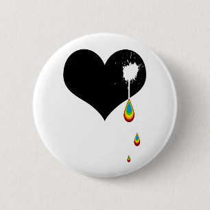 Badge Rond 5 Cm coeur arc-en-ciel.
