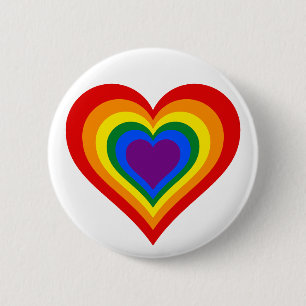 Badge Rond 5 Cm Coeur arc-en-ciel