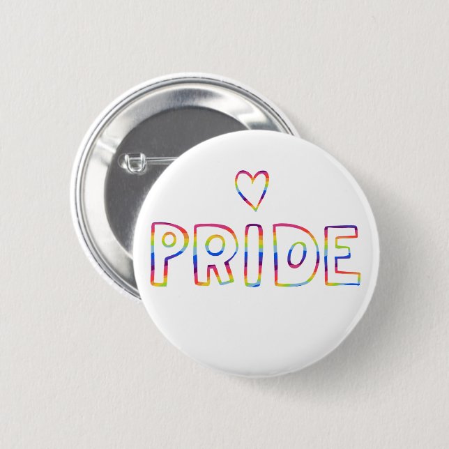 Badge Rond 5 Cm Coeur arc-en-ciel coloré gay pride (Devant & derrière)
